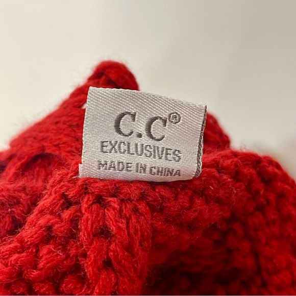 C.C. Red Cable Knit Infinity Scarf - Picture 6 of 7